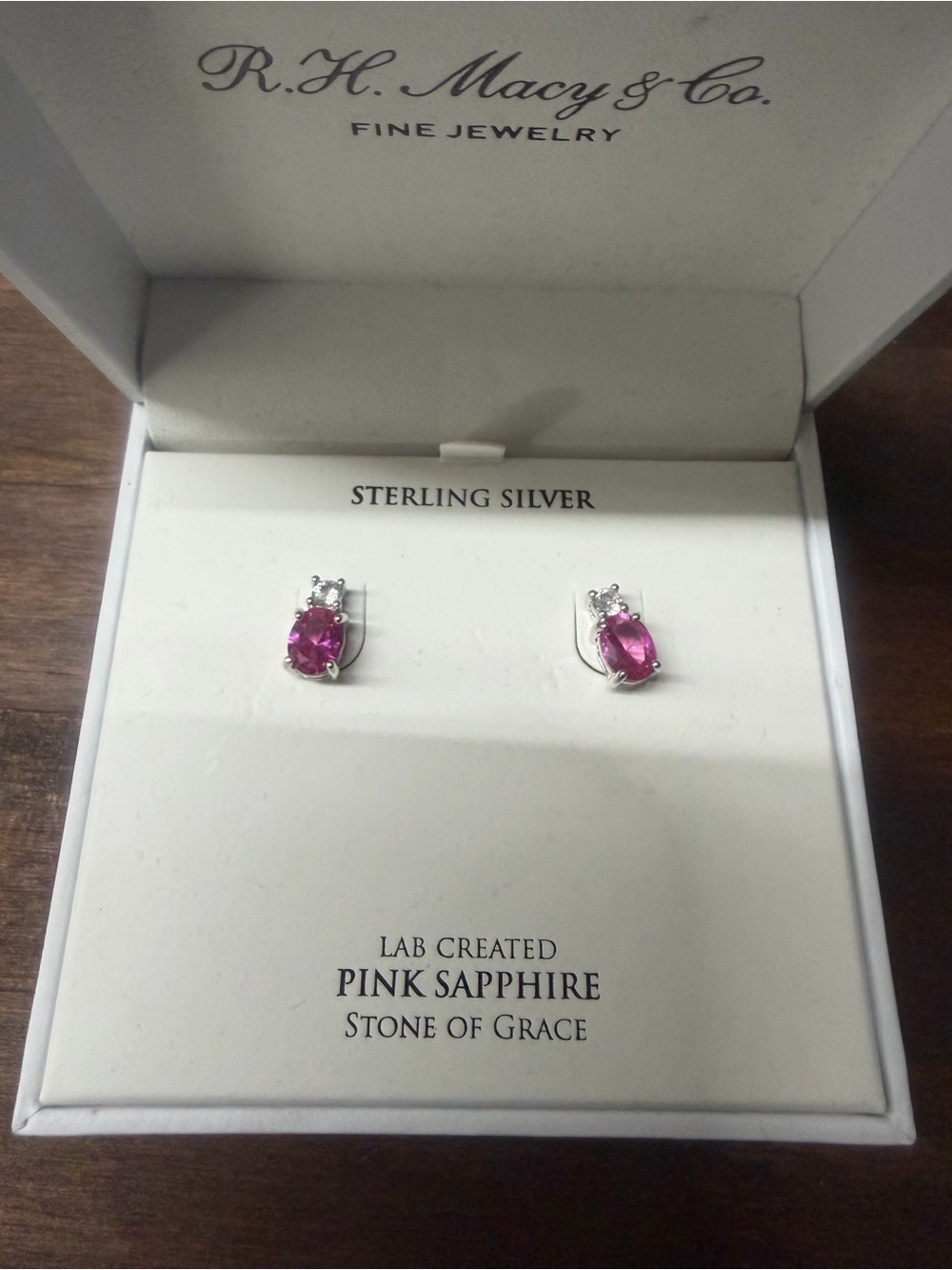 Macy's Sterling Silver Pink Sapphire Stud Earrings